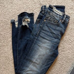 BKE Billie High Rise Ankle Skinny Jeans - Dark Blue